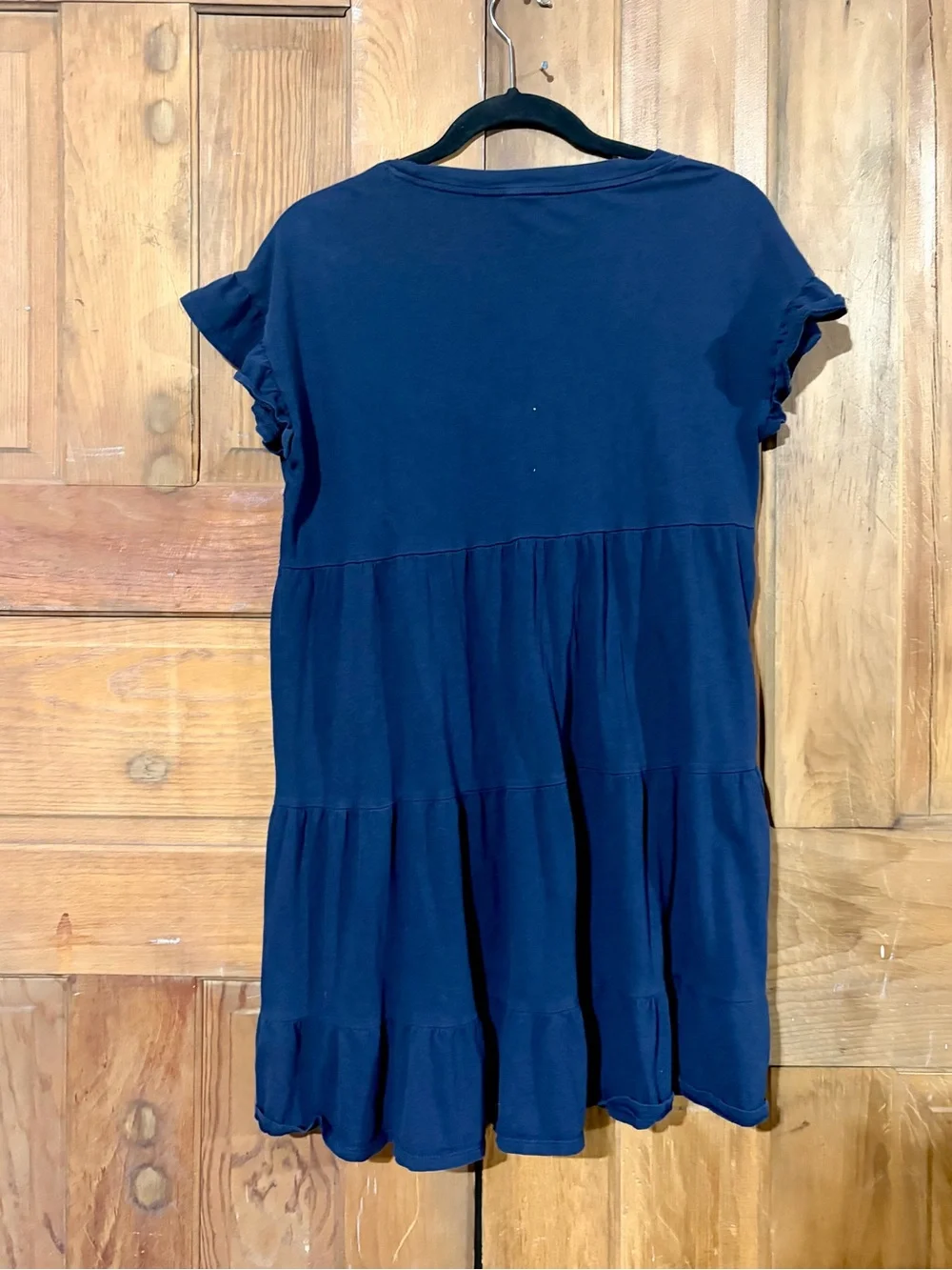 J.Crew – Tiered Dress in Broken-In Jersey – Navy Babydoll Mini Dress – Sz. S